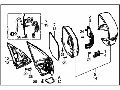 Acura 76250-TZ5-A32ZB Mirror Assembly, Driver Side Door (Lunar Silver Metallic) (R.C.)