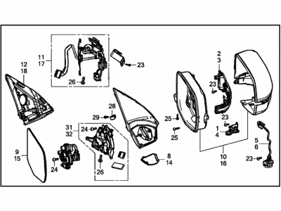 Acura 76250-3S4-A01ZA Mirror, Driver Side Dr (Black Gloss 90)
