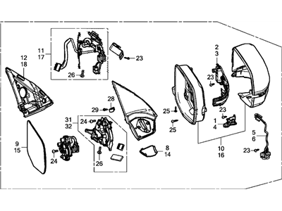 Acura 76200-TZ5-A53ZD Mirror Passenger Side (Modern Steel Metallic)