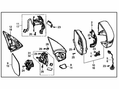 Acura 76200-3S4-A01ZC Mirror, Passenger Side Dr (Black Gloss 90)