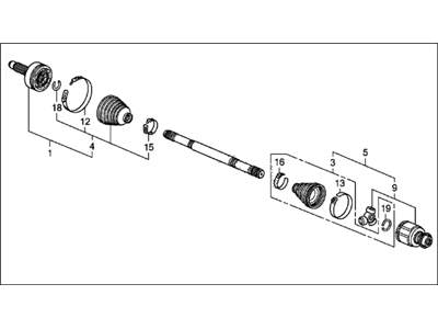 Acura 44305-TK4-A00 Driveshaft Assembly, Passenger Side
