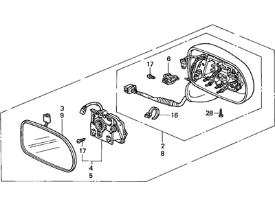 Acura 76250-SZ3-A42YD Mirror Assembly, Driver Side Door (Firepepper Pearl) (Heated) (Memory)