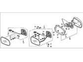 OEM 1995 Acura TL Mirror Assembly, Passenger Side Door (Arbere Taupe Metallic) (R.C.) - 76200-SW5-A22ZE