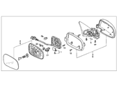 OEM 1992 Acura Vigor Mirror Assembly, Passenger Side Door (Granada Black Pearl) (R.C.) - 76200-SL5-A21ZB