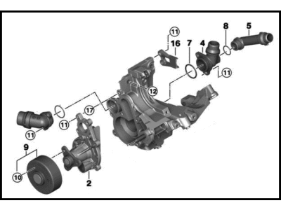 BMW 11-51-8-650-987 COOLANT PUMP WITH SUPPORT