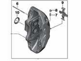 OEM 2016 BMW 740i Front Left Brake Caliper, Black, Left - 34-11-6-872-569