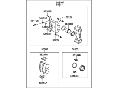 Hyundai 58400-26050 Disc Brake Assembly-Rear, RH