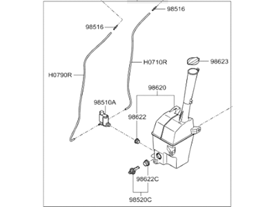Hyundai 98610-4Z000 Reservoir & Pump Assembly-Washer