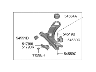 Hyundai 54501-IB000 ARM COMPLETE-FR LWR, RH