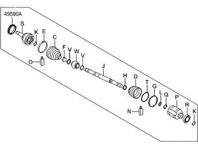 Hyundai 49500-0W510 Shaft Assembly-Drive, RH