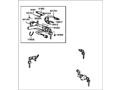 Hyundai 81905-38040 Lock Key & Cylinder Set