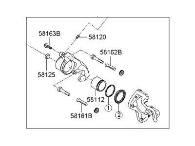 Hyundai 58190-2LA00 CALIPER Kit-Front Brake, RH