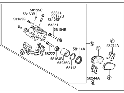 Hyundai 58230-4D600 Brake Assembly-Rear Wheel, RH