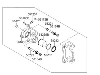 Hyundai 58311-3KA03 Caliper Kit-Rear Brake, RH