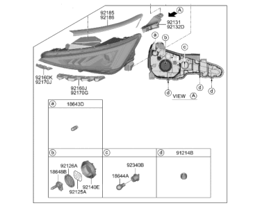 Hyundai 92102-F2640 Headlamp Assembly, Right