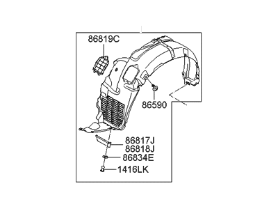 Hyundai 86811-3L000 Front Wheel Guard Assembly, Left
