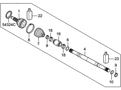 Hyundai 49525-J9100 Joint & Shaft Kit-Front Axle W