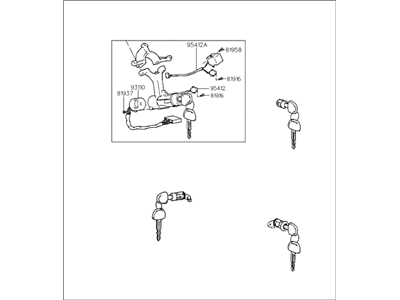 Hyundai 81905-29G00 Lock Key & Cylinder Set