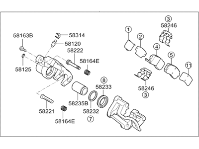 Hyundai 58210-2L300 Brake Assembly-Rear Wheel, LH