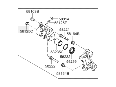 Hyundai 58310-D3A00 Caliper Kit-Rear Brake, LH
