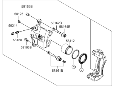 Hyundai 58190-1GA00 CALIPER Kit-Front Brake, RH