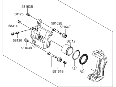 Kia 581801GA00 Front Brake Caliper Kit, Left