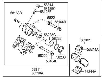 Hyundai 58230-2T600 Brake Assembly-Rear Wheel, RH