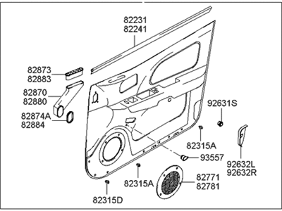 Hyundai 82302-3D110-PK Panel Complete-Front Door Trim, RH
