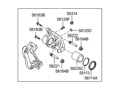 Hyundai 58311-3NA00 Caliper Kit-Rear Brake, RH