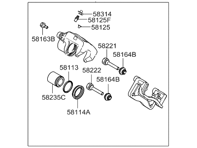 Hyundai 58311-2WA30 Caliper Kit-Rear Brake, RH