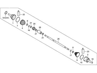 Hyundai 49501-F3050 Shaft Assembly-Drive, RH