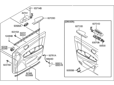 Hyundai 82304-3K260-HZ Panel Complete-Front Door Trim, RH