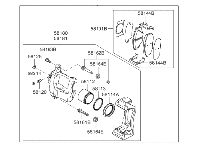 Hyundai 58130-C2100 Brake Assembly-Front, RH