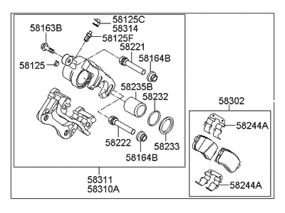 Hyundai 58210-3Q100 Brake Assembly-Rear Wheel, LH
