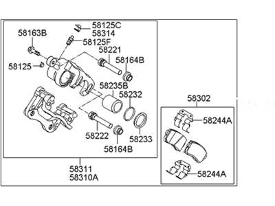 Hyundai 58230-3Q100 Brake Assembly-Rear Wheel, RH
