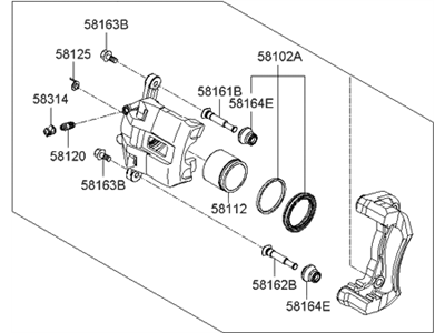 Hyundai 58180-1GA00 CALIPER Kit-Front Brake, LH