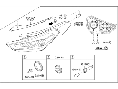 Hyundai 92104-2M560 Head Lamp Sub Assembly, Right