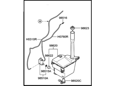 Hyundai 98610-2B600 Reservoir & Pump Assembly-Washer