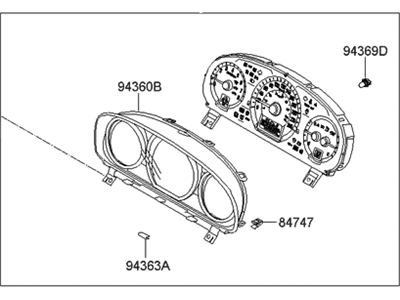 Hyundai 94001-3J171 Cluster Assembly-Instrument(Mph)