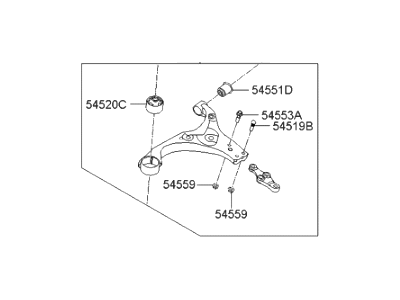 Hyundai 54501-2H000 Arm Complete-Front Lower, RH