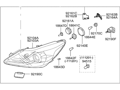 Hyundai 92101-3M080 Headlamp Assembly, Left