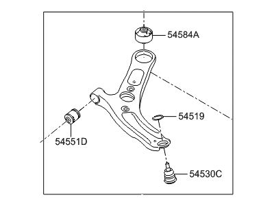 Hyundai 54501-3X000 Arm Complete-Front Lower, RH