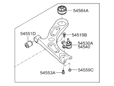 Hyundai 54501-F2000 Arm Complete-Front Lower, RH