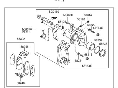 Hyundai 58400-2V300 Disc Brake Assembly-Rear, RH