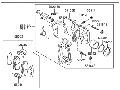 Hyundai 58300-2V300 Disc Brake Assembly-Rear, LH