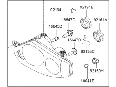 Hyundai 92101-2C551 Driver Side Headlight Assembly Composite