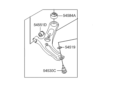 Hyundai 54501-3Y000 Arm Complete-Front Lower, RH