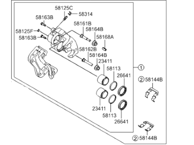 Hyundai 58190-4DA00 CALIPER Kit-Front Brake, RH