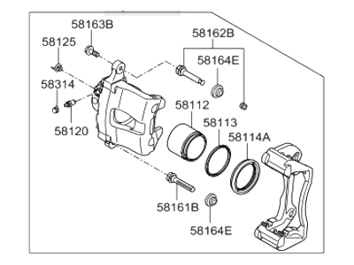 Hyundai 58190-E6A10 CALIPER Kit-Front Brake, RH
