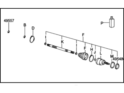 Hyundai 49507-25B00 Joint & Shaft Kit-Front Axle W